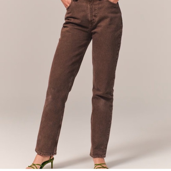 Abercrombie & Fitch Ultra High Rise 90s Straight Jean Brown Size 35 20R - Picture 1 of 9